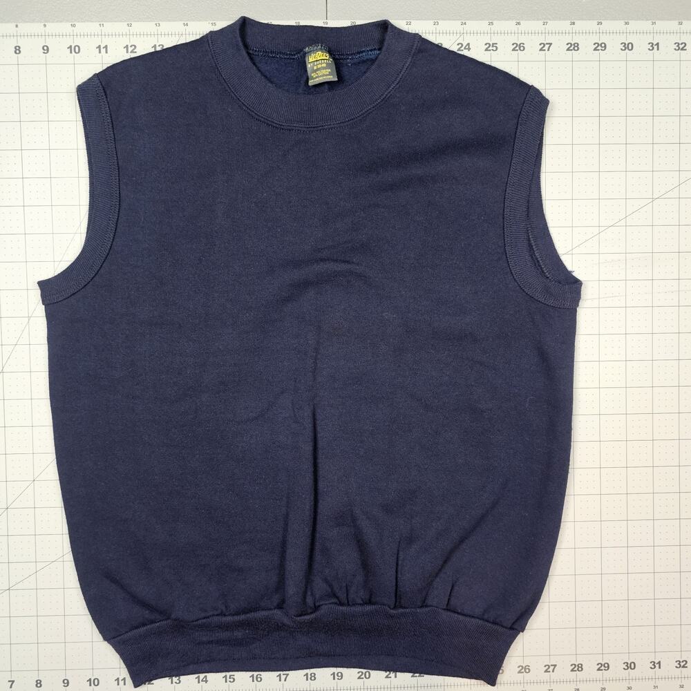 Vintage Jerzees Sweater Vest Medium Blue New 80s Russell Athletic Crew Neck